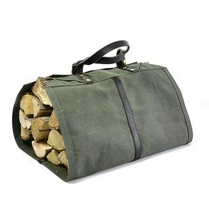 Firewood Carrier Bag Log Carrier Water Resistance Waxed Twill Canvas